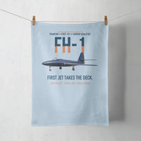 Thumbnail for FH-1 Phantom First Jet Takes the Deck design on light blue towel