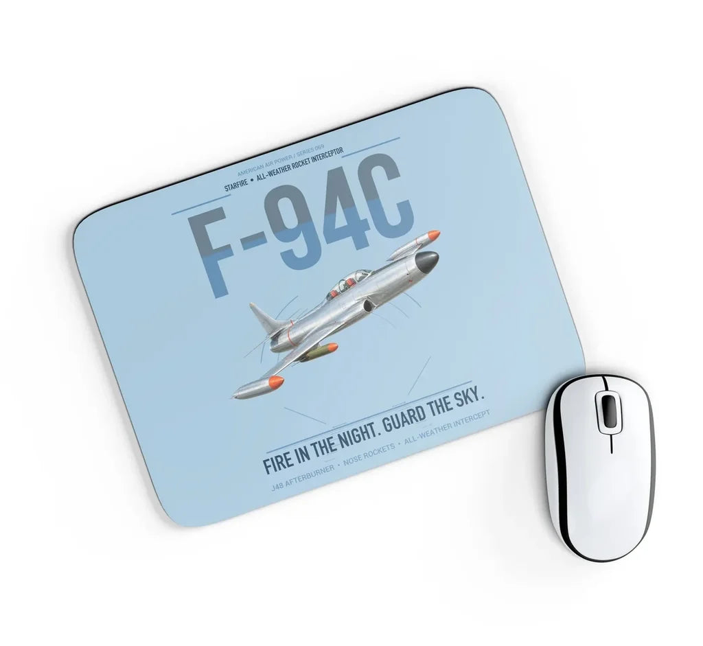F-94C Starfire design on light blue rectangle mouse pad