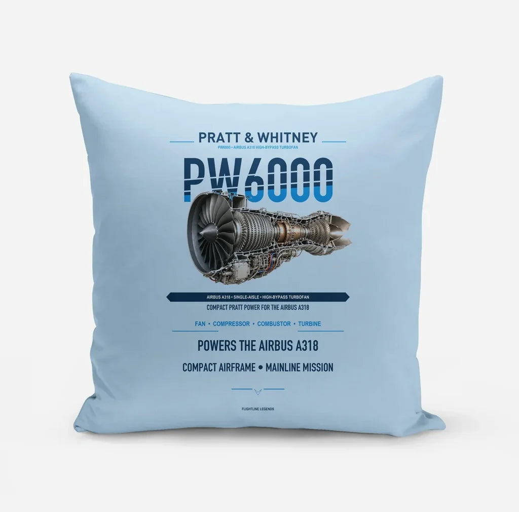 PW6000 design on light blue pillow