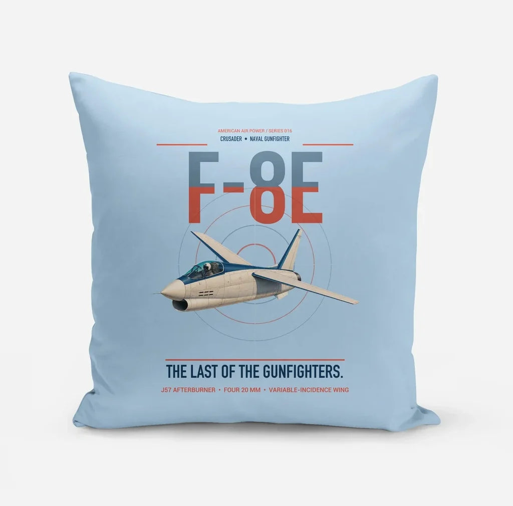 F-8E Crusader design on light blue pillow