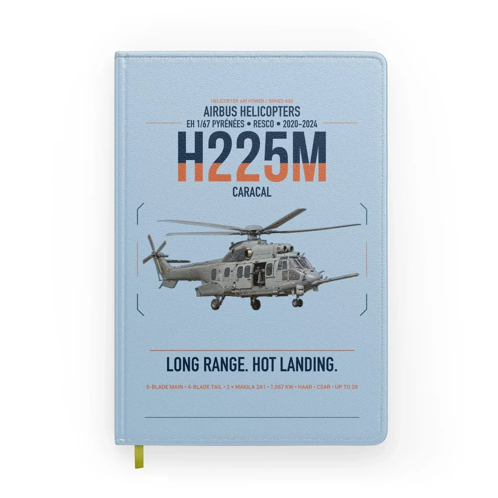 Airbus Helicopters H225M Caracal design on light blue notebook