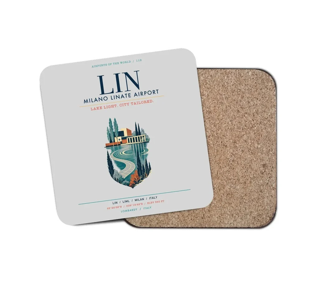 Milano Linate Airport (LIN) design on light gray 1 piece coaster