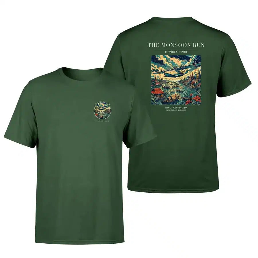 VINTAGE G4061 - The Monsoon Run - Double-Side T-Shirt design on darkgreen double side t shirt