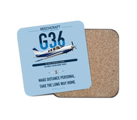 Thumbnail for Beechcraft Bonanza G36 design on light blue 1 piece coaster
