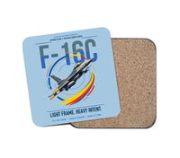 Thumbnail for F-16C Fighting Falcon design on light blue 1 piece coaster