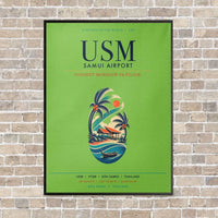 Thumbnail for Samui Airport Koh Samui USM vertical canvas print - framed - light green background