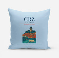 Thumbnail for Graz Airport (GRZ) design on light blue pillow