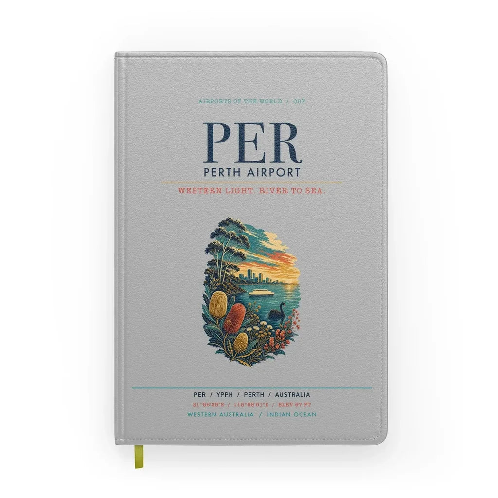 Perth Airport (PER) design on light gray notebook