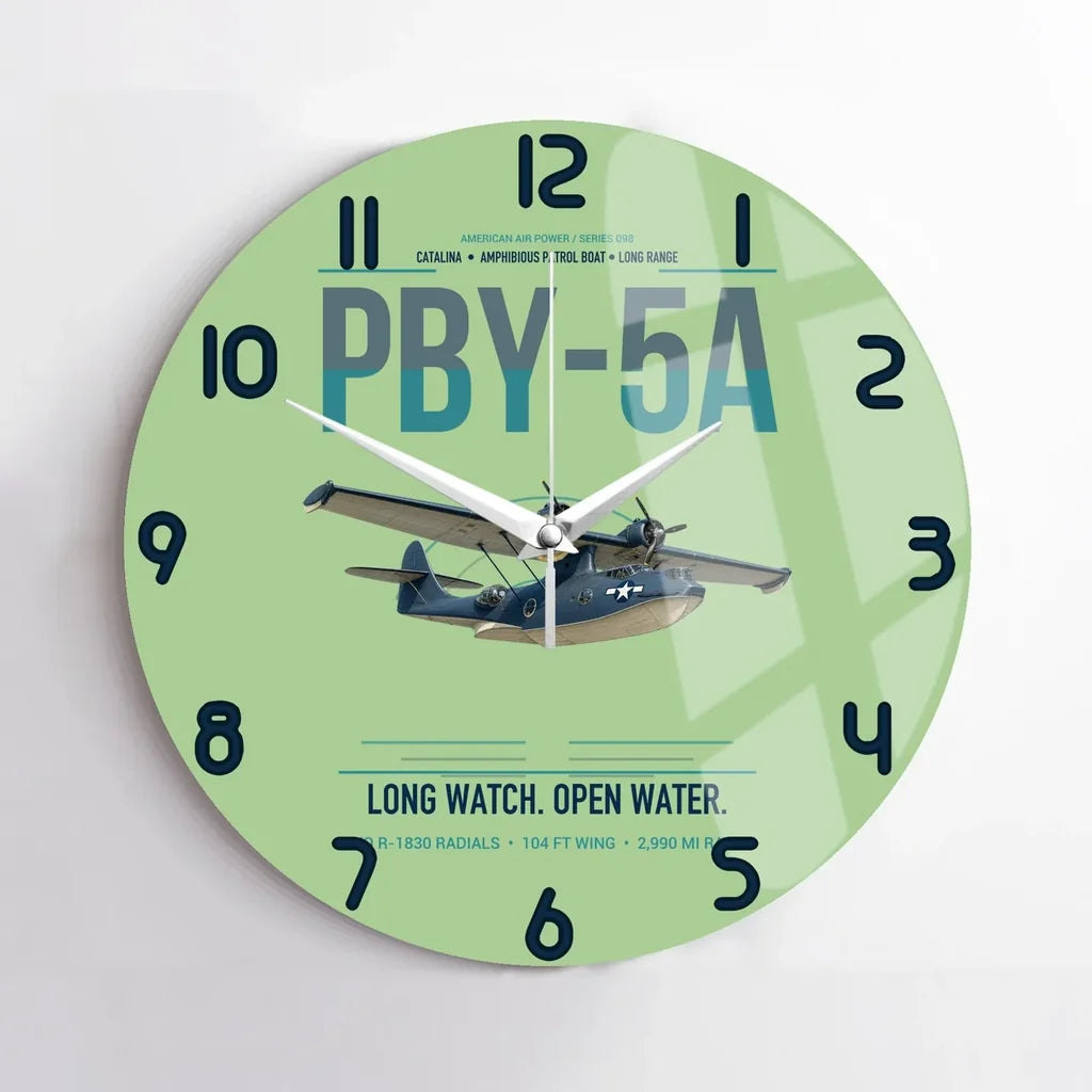 PBY-5A Catalina design on light green no frame wall clock
