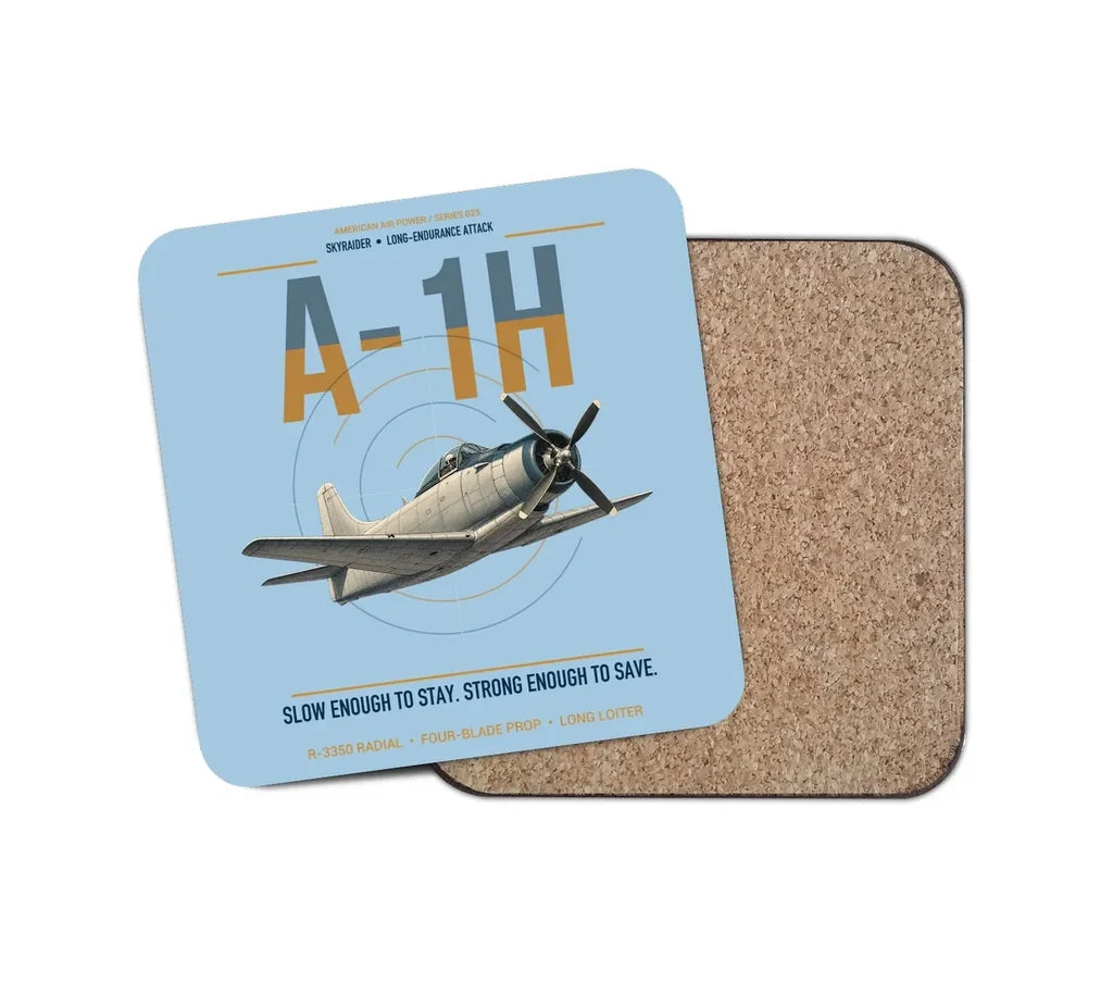 A-1H Skyraider design on light blue 1 piece coaster