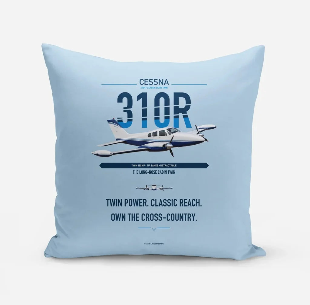 Cessna 310R design on light blue pillow