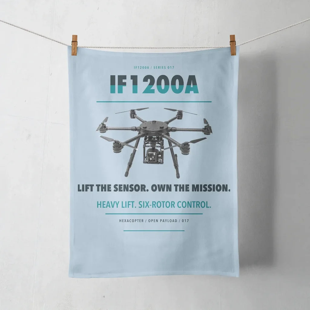 Inspired Flight IF1200A design on light blue towel