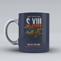 Thumbnail for SPAD S.XIII C.1 design on dark blue ceramic mug, double-side print