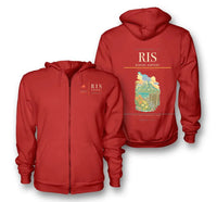 Thumbnail for Rishirifuji Airport (RIS) design on red premium zipped hoodie