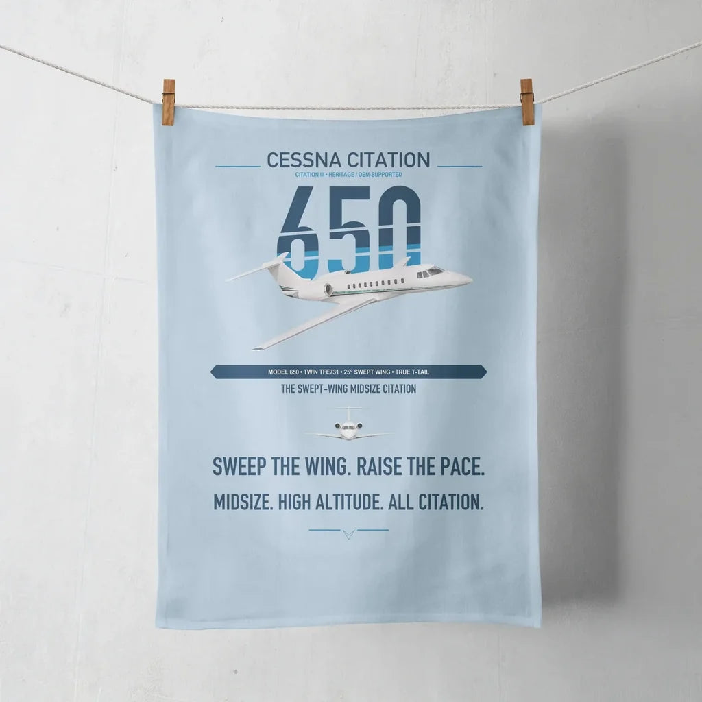 Cessna Citation 650 - Citation III design on light blue towel