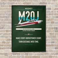 Thumbnail for Mooney M20J 201 vertical canvas print - framed - dark green background