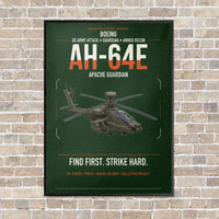 Thumbnail for Boeing AH-64E Apache Guardian vertical canvas print - framed - dark green background