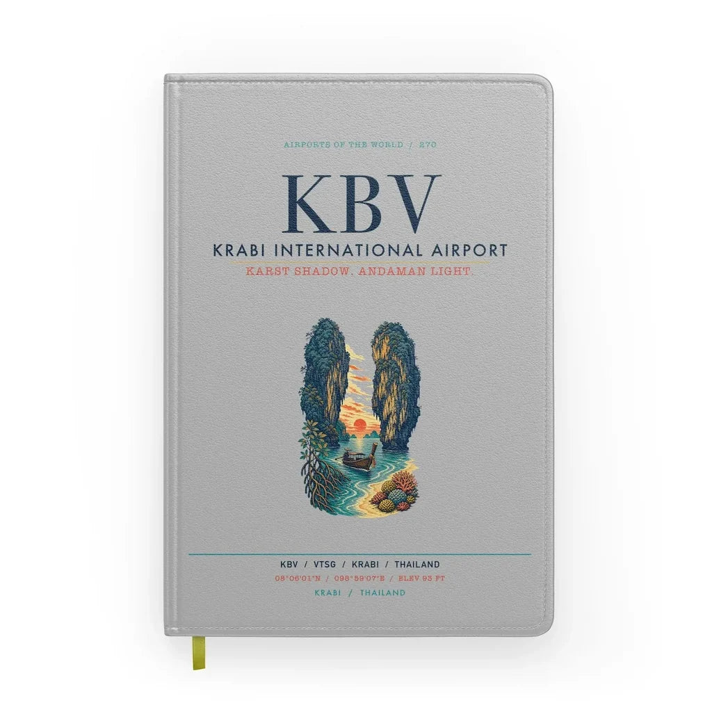 Krabi International Airport (KBV) design on light gray notebook