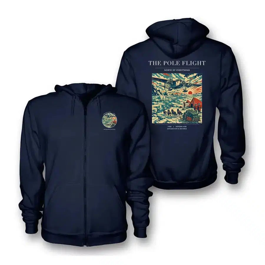 VINTAGE G4019 - The Pole Flight - Premium Zipped Hoodie design on navyblue