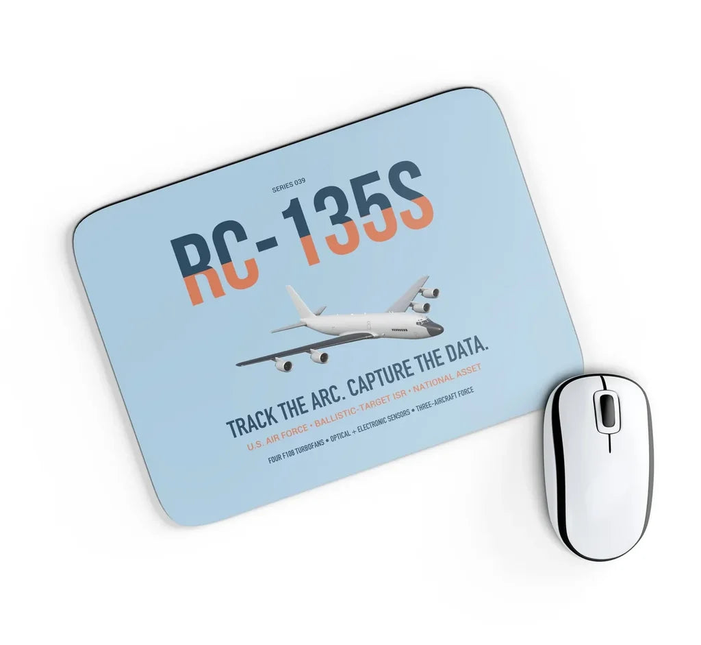 RC-135S Cobra Ball design on light blue rectangle mouse pad