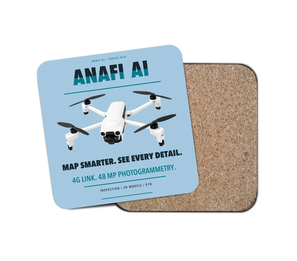 Parrot ANAFI Ai design on light blue 1 piece coaster