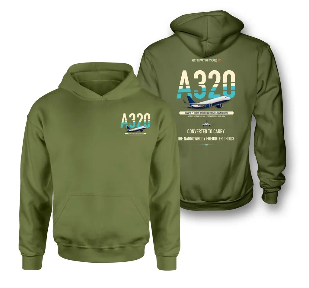 Airbus A320P2F design on green army hoodie
