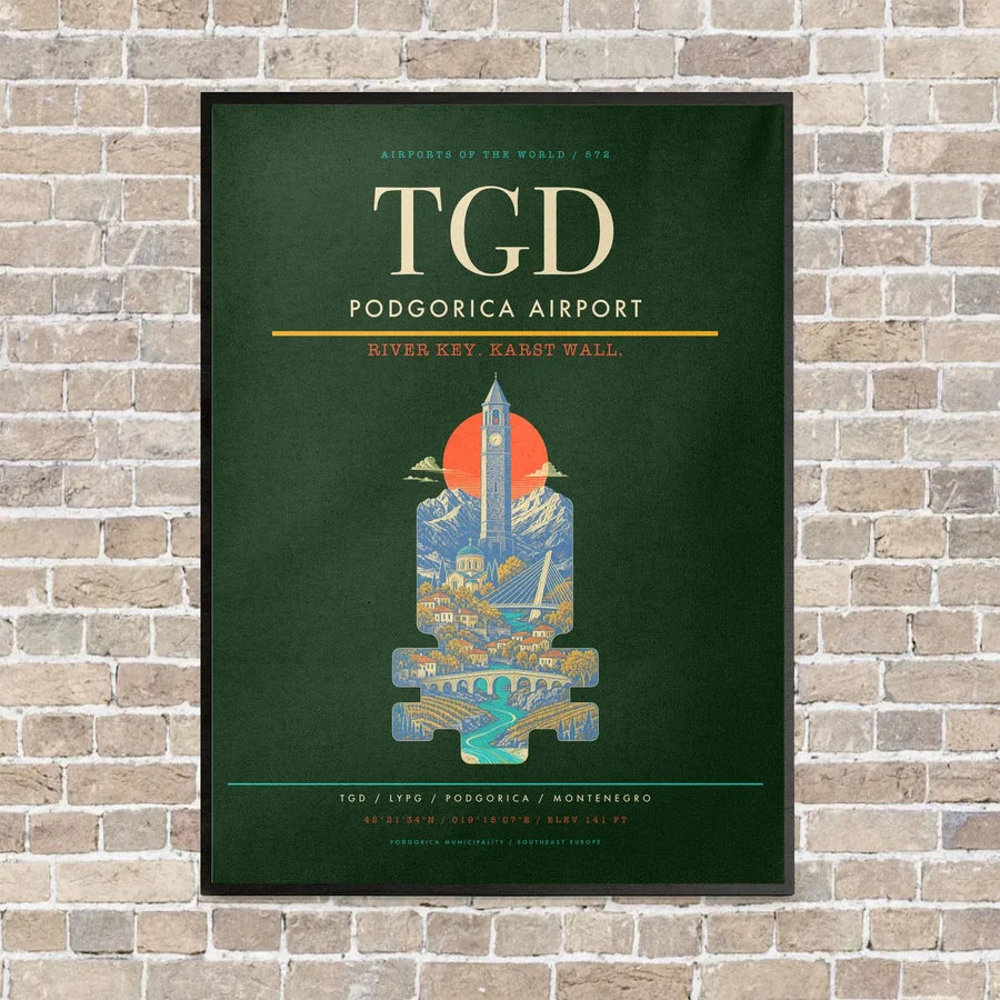 Podgorica Airport TGD - Canvas Framed - Dark Green