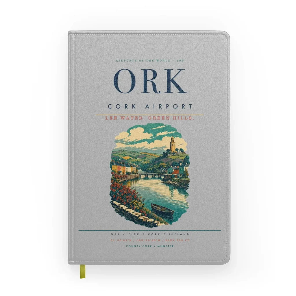 Cork Airport (ORK) design on light gray notebook