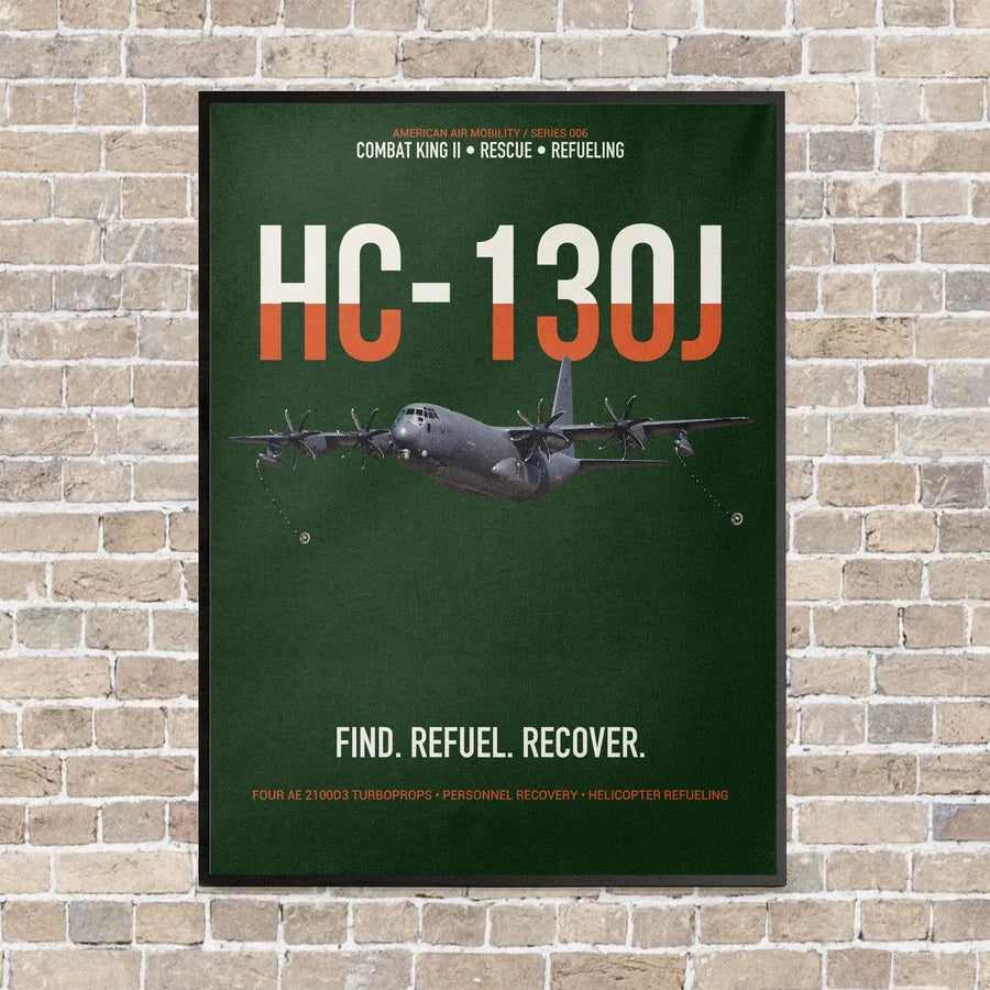 HC-130J COMBAT KING II vertical canvas print - framed - dark green background