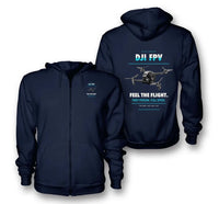 Thumbnail for DJI FPV design on navy blue zipped hoodie