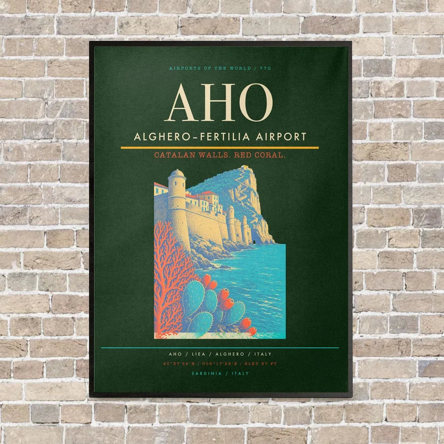 Alghero–Fertilia Airport AHO - Canvas Framed - Dark Green