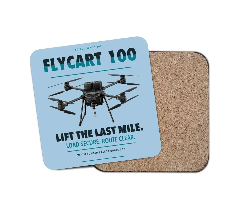 DJI FlyCart 100 design on light blue 1 piece coaster