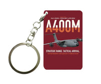 Thumbnail for Airbus A400M Atlas design on dark red designed key chain, double-side print
