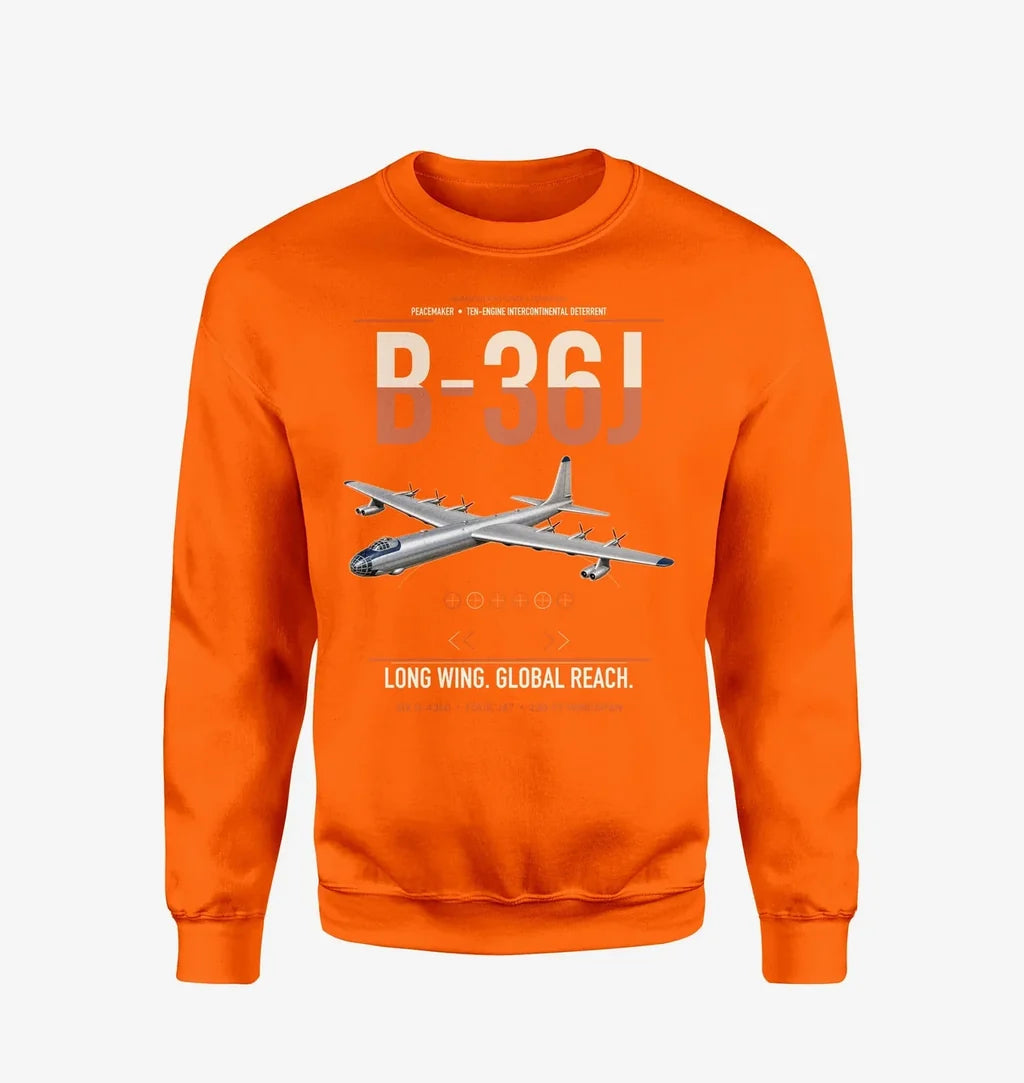 B-36J Peacemaker design on orange sweatshirt