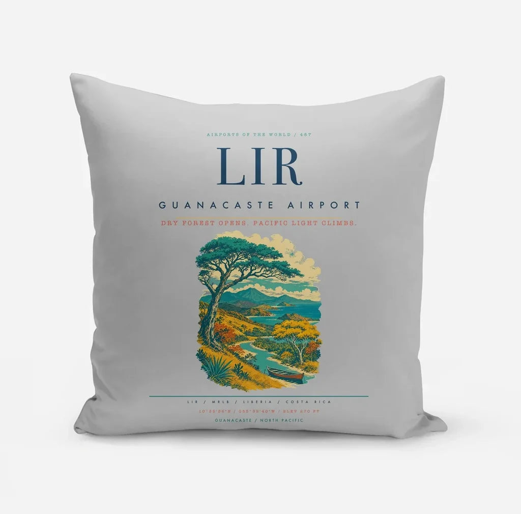 Guanacaste Airport (LIR) design on light gray pillow