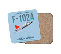 Thumbnail for F-102A Delta Dagger design on light blue 1 piece coaster