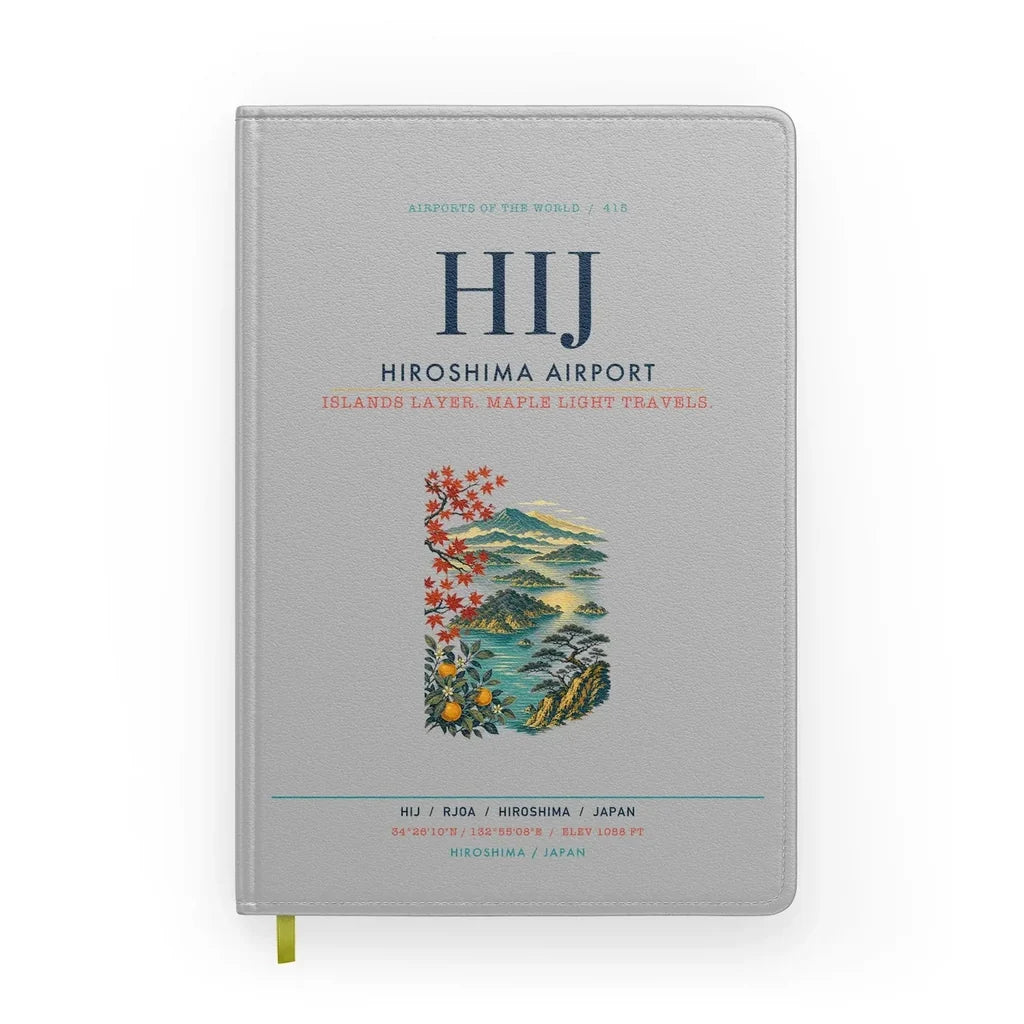 Hiroshima Airport (HIJ) design on light gray notebook