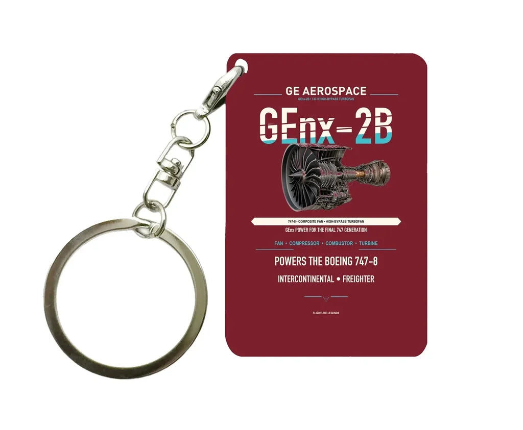 GEnx-2B Key Chain design on dark red key chain