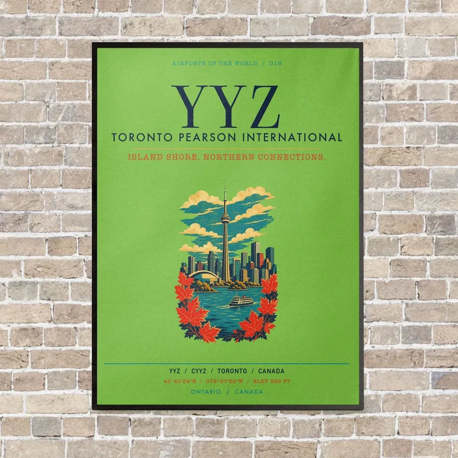 Toronto Pearson International Airport YYZ vertical canvas print - framed - light green background