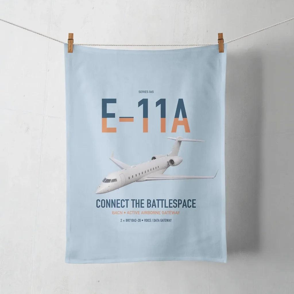 E-11A BACN design on light blue towel