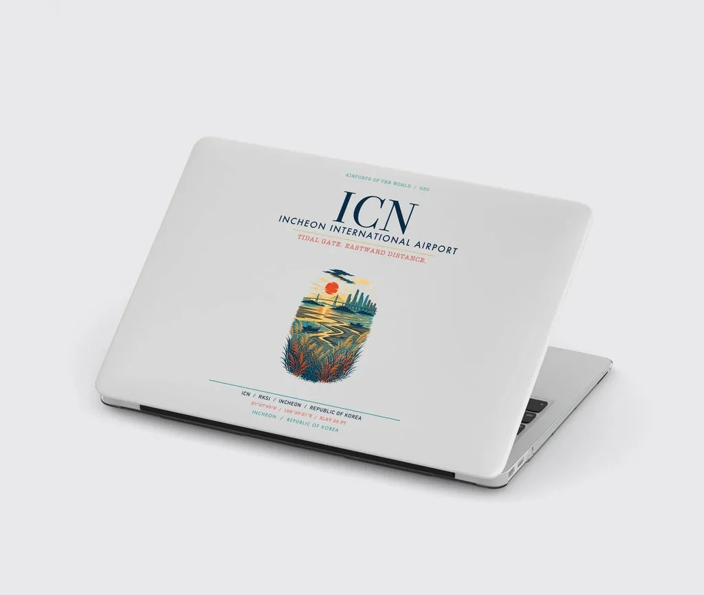 Incheon International Airport (ICN) design on light gray MacBook case