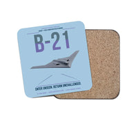 Thumbnail for B-21 Raider design on light blue 1 piece coaster