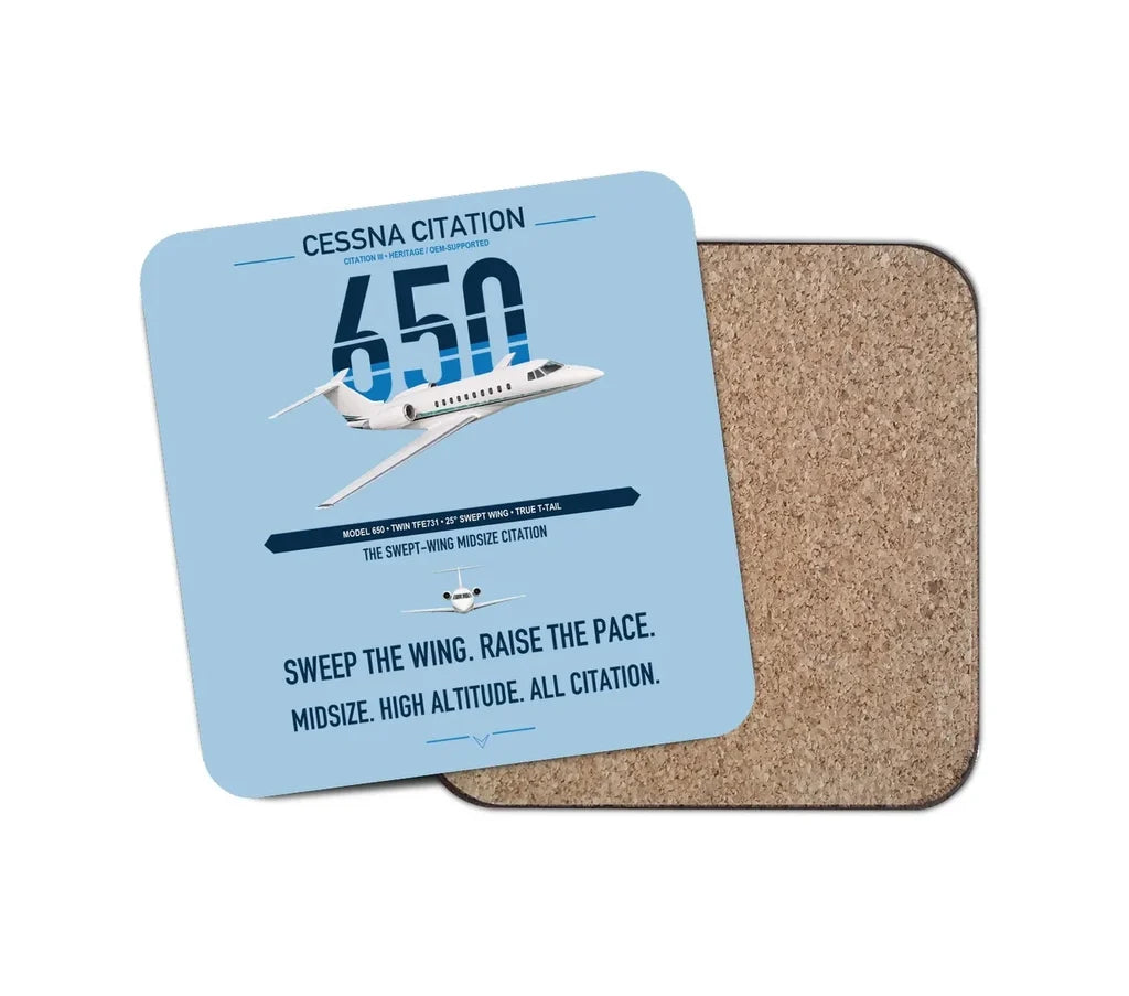 Cessna Citation 650 - Citation III design on light blue 1 piece coaster