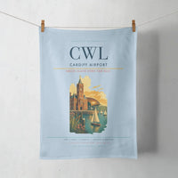 Thumbnail for Cardiff Airport (CWL) design on light blue towel