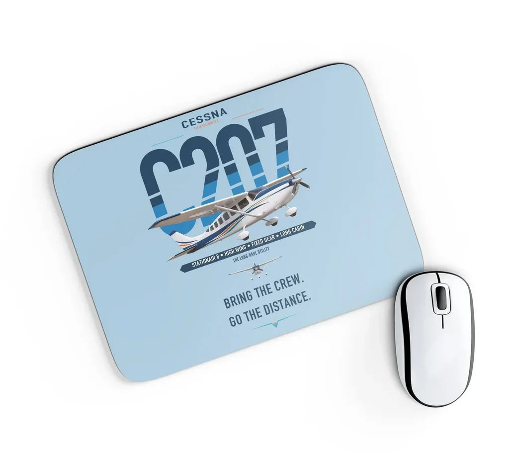 Cessna T207A Stationair 8 design on light blue rectangle mouse pad