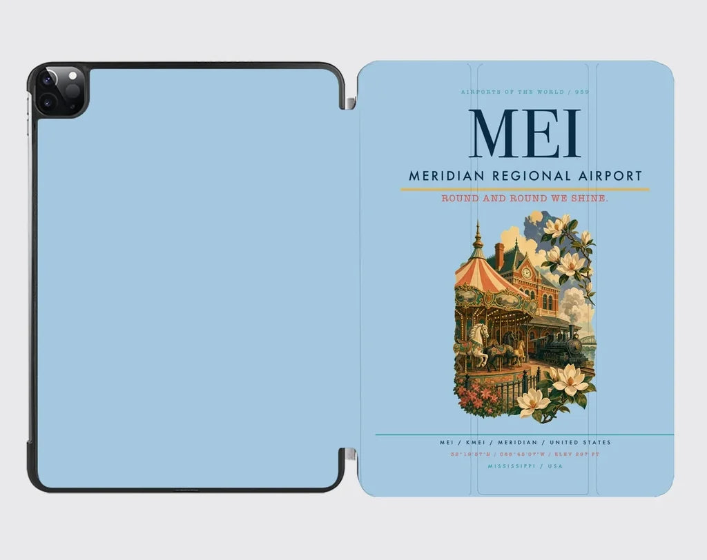 Meridian Regional Airport (MEI) design on light blue ipad tablet case