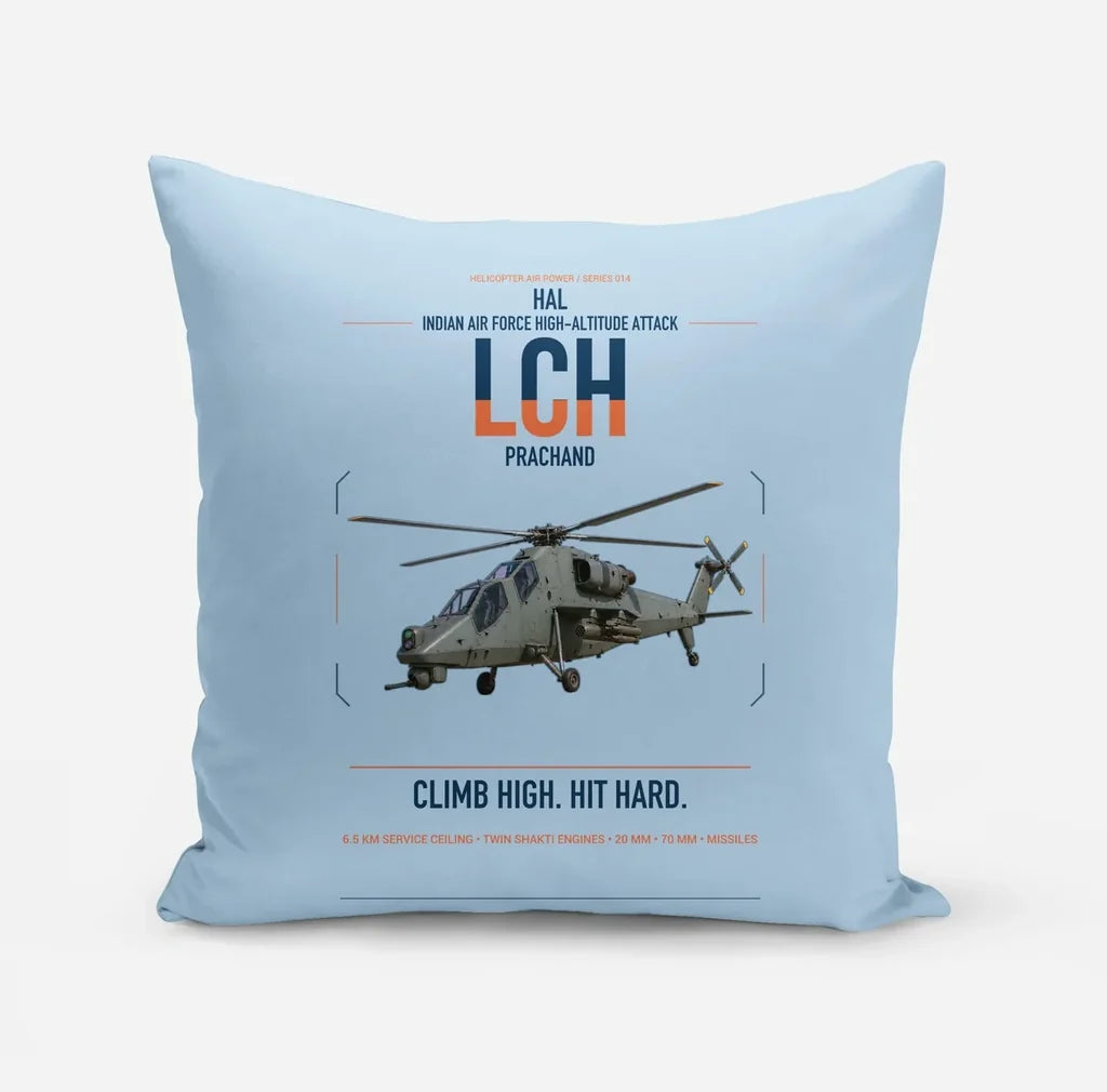 HAL LCH Prachand design on light blue pillow
