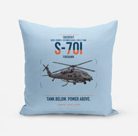Thumbnail for Sikorsky S-70i FIREHAWK design on light blue pillow