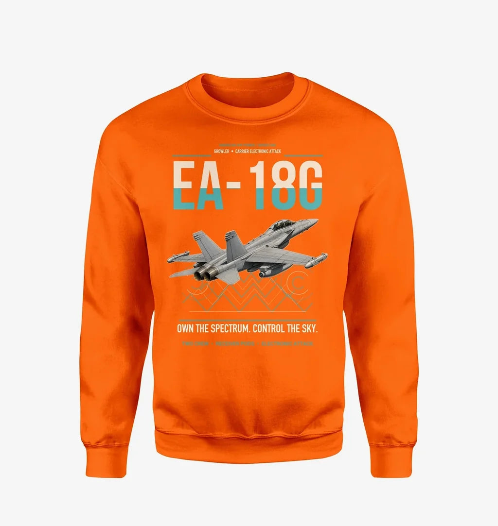 EA-18G Growler design on orange sweatshirt