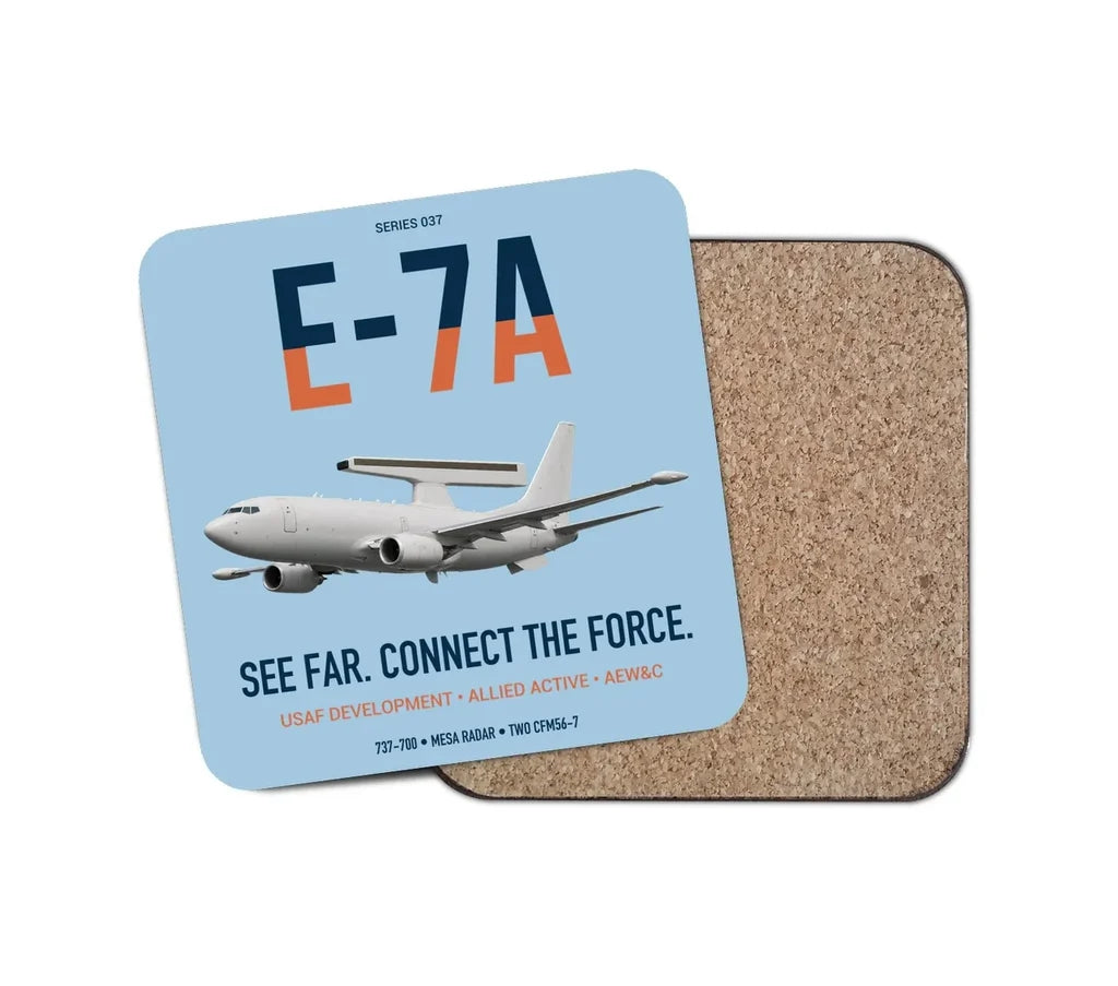E-7A Wedgetail design on light blue 1 piece coaster